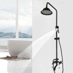 Colonne de douche noir r�tro syst�me de douche montage mural ensemble de douche avec t�te de douche douchette ...