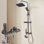 Colonne de douche, rectangulaire, avec t�te de douche carr�e, douchette � main, pistolet pulv�risateur, ...