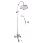 Colonne de douche rtro morava en laiton chrom avec douchette h 150cm