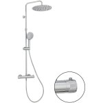 Mob - in - colonne de douche thermostatique en inox avec tte ronde et poignes guilloches