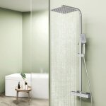 Colonne de douche thermostatique 25 x 25 cm - grand pommeau carr� avec douchette 3 jets - r�glable en ...
