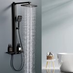 Colonne de douche thermostatique 38°c noir, kit de douche 3 fonctions avec sortie en cascade, double ... Colonne de douche thermostatique 38°c noir, kit de douche 3 fonctions avec sortie en cascade, double ...
