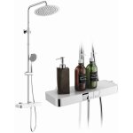 Colonne de douche thermostatique 40�c avec large �tag�re en verre, douche pluie(30�30 cm), hauteur r�glable ...