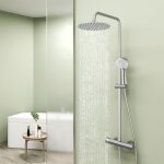 Colonne de douche thermostatique - ensemble de douche ronde en laiton - set de douche avec douchette ...