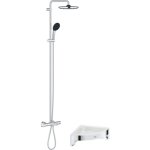 Colonne bain douche thermostatique grohe vitalio start system chrom� + tablette de douche d'angle start ...
