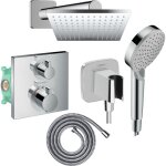 Colonne douche thermostatique hansgrohe ecostat square douche de tte vernis shape flexible metaflex ...