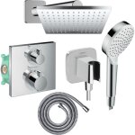Colonne douche thermostatique hansgrohe ecostat square douche de tte vernis shape flexible metaflex ...