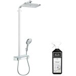 Colonne de douche thermostatique hansgrohe raindance e 360 avec mitigeur 30 cm chrome + nettoyant briochin ...