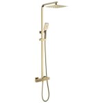 Colonne de douche thermostatique en laiton dor� bross� ? pomme haute ? �conomiseur d'eau ? dur�e de vie ...
