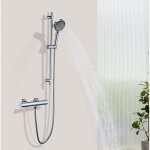Colonne de douche thermostatique mitigeur de douche chrom avec douchette 3 jets et barre de douche ensemble ...