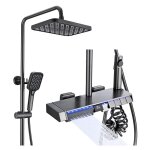 Esip - colonne de douche thermostatique noir ensemble de douche 5 fonctions systme de douche avec affichage ...