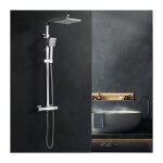 Colonne de douche thermostatique avec �tag�re, hauteur r�glable (1010 - 1260mm) sans percement suppl�mentaire ...