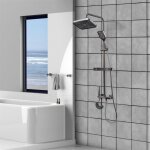 Colonne de douche thermostatique, avec pistolet à pression, avec tringle de douche réglable et douche ... Colonne de douche thermostatique, avec pistolet à pression, avec tringle de douche réglable et douche ...