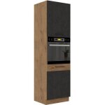 Colonne four cuisine rock - m�lamin� d�cor chene lancelot et gris matera - 2 portes + 4 �tageres - l60 ...