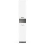 Colonne lingere de salle de bain - blanc mat - 2 portes - l34, 2 x p33 x h185 cm - demeyere