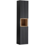 Colonne murale 2 portes 1 niche riva noir et bois