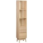 Sweeek - colonne de rangement dcor bois linear 3 tagres 2 tiroirs, 35 x 25 x 167 cm, naturel