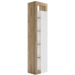 Colonne de rangement avec �tag�res blanc laqu� et aspect bois finition cadiz - arturo