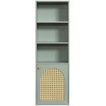 Colonne de rangement suspendue en bois et cannage - vert - ali