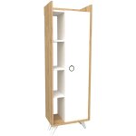 Colonne de salle de bain 1 porte 3 etagres bois blanc et naturel vima 50cm