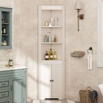 Colonne de salle de bain, 3 compartiments de rangement ouverts, portes doubles r�sistantes � l'humidit�, ...