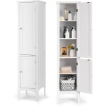 Costway - colonne de salle de bain 5 niveaux 2 portes, meuble rangement de salle de bain avec porte magntique ...