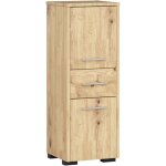 Akord - colonne salle de bains fin ch�ne artisan 30 cm 2 portes 1 tiroir fa�ade ch�ne artisan 3 �tag�res ...