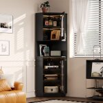 Colonne de salle de bain avec bande lumineuse, meuble de salle de bain, meuble d'angle avec deux compartiments ...