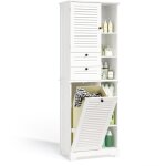 Colonne de salle de bain bealife armoire rangement tagres rglables avec 1 panier  linge amovible ...