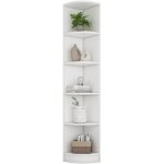 Colonne de salle de bain - �tag�re d'angle 5 niveaux - mdf blanc - range - toilettes - charge �lev�e ...