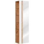 Colonne salle de bain nalya 170 cm ? blanc brillant et ch�ne clair ? avec miroir