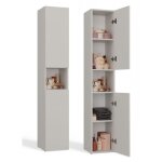 Luana - meuble salle de bain 2 portes - 31x30x174 cm - colonne rangement sdb - beige