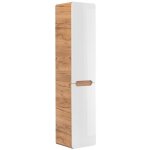 Otitec - colonne de salle de bain avec panier  linge inclus - chne artisanal dor et blanc brillant ...