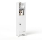 Colonne de salle de bain, petit armoire d'angle etroit pour papier toilette avec porte & tagre rglable, ...