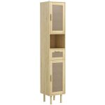 Colonne de salle de bain style bohème h. 170 cm - 2 portes, étagères, tiroir, niche - effet rotin bois ... Colonne de salle de bain style bohème h. 170 cm - 2 portes, étagères, tiroir, niche - effet rotin bois ...