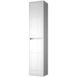 Colonne de salle de bain suspendue 140x30 cm avec 4 �tag�res en verre blanc brillant - soria