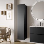 Bernstein - colonne de salle de bain suspendue 35x35x165cm (lxpxh) noir mat, poign�e noir mat, ouverture ...