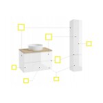 Colonne de salle de bain suspendue, blanc brillant, 157x30 cm, modus