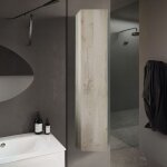 Toscohome - colonne de salle de bain suspendue avec porte et étagères couleur pin blanc 25x138h cm - ... Toscohome - colonne de salle de bain suspendue avec porte et étagères couleur pin blanc 25x138h cm - ...