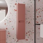 Aurlane - colonne de salle de bain terracotta suspendu - hauteur 120 cm - 2 portes - leon