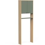 Colonne sanitaire / wc - vert et chene - 2 portes - l64 x p20 x h186 cm - elisa - demeyere Colonne sanitaire / wc - vert et chene - 2 portes - l64 x p20 x h186 cm - elisa - demeyere