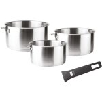 Combi set de 3 casseroles 16 - 18 - 20 cm + 1 poignee noir - lacor