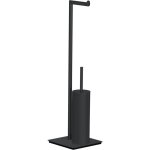 Stand wc - porte brosse wenko recco noir avec porte brosse 20 x 71, 5 cm en acier design avec support ...