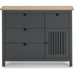 Homifab - commode 1 porte 4 tiroirs en pin massif gris anthracite 100 cm - fabia Homifab - commode 1 porte 4 tiroirs en pin massif gris anthracite 100 cm - fabia