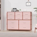 Lunsy - commode avec 10 tiroirs en tissu, meuble de rangement  4 niveaux, avec poignes en mtal, style ...