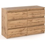 Commode 100 cm 6 tiroirs dab wotan commode en bois, buffet pour le salon, commode pour la chambre � coucher ...
