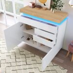 Commode 115 x 110 x 39 cm avec 3 tiroirs et 2 portes, buffet, meuble de rangement avec led, meuble polyvalent, ...