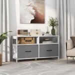 Commode à 2 tiroirs tissu 2 Étagères ouvertes meuble de rangement de chambre salon couloirs entrées 100 ... Commode à 2 tiroirs tissu 2 Étagères ouvertes meuble de rangement de chambre salon couloirs entrées 100 ...