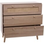 Dcoshop26 - commode avec 3 tiroirs buffet en kubu bois de rotin mlamine 78x80x39 cm aspect chne 040006540 ...