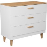 Petits - meubles - commode 3 tiroirs 100x47x90 cm blanc et chne - denver